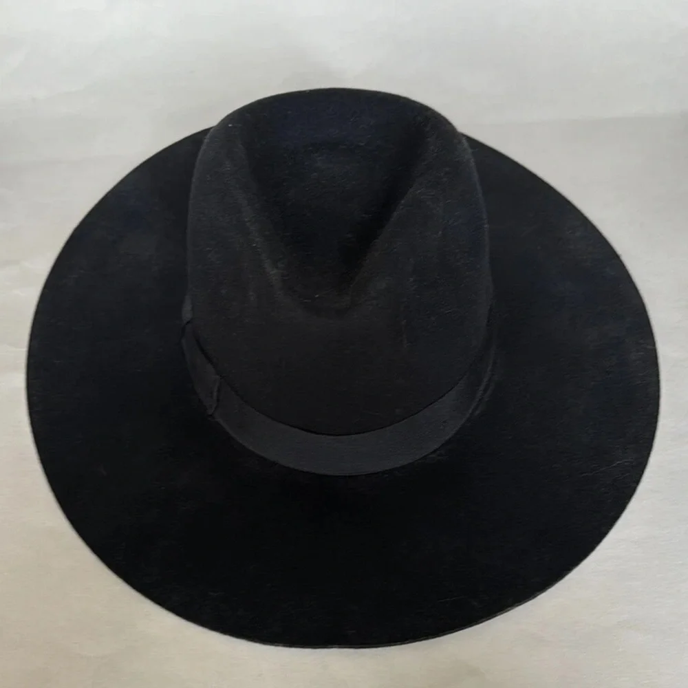 SAKS 5th Ave Black Wool Fedora Ribbon Band O/S NWOT $99